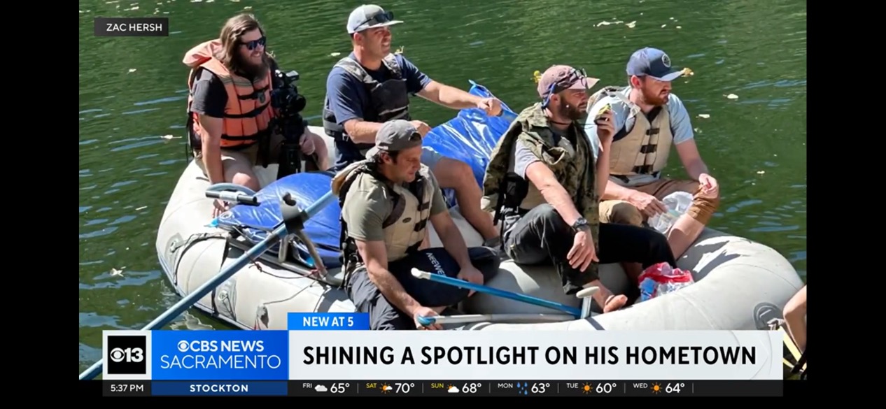 CBS Sacramento footage of the Redemption River crew filming from a raft in Placer County